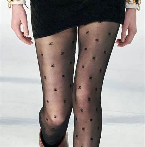 chanel tights black white